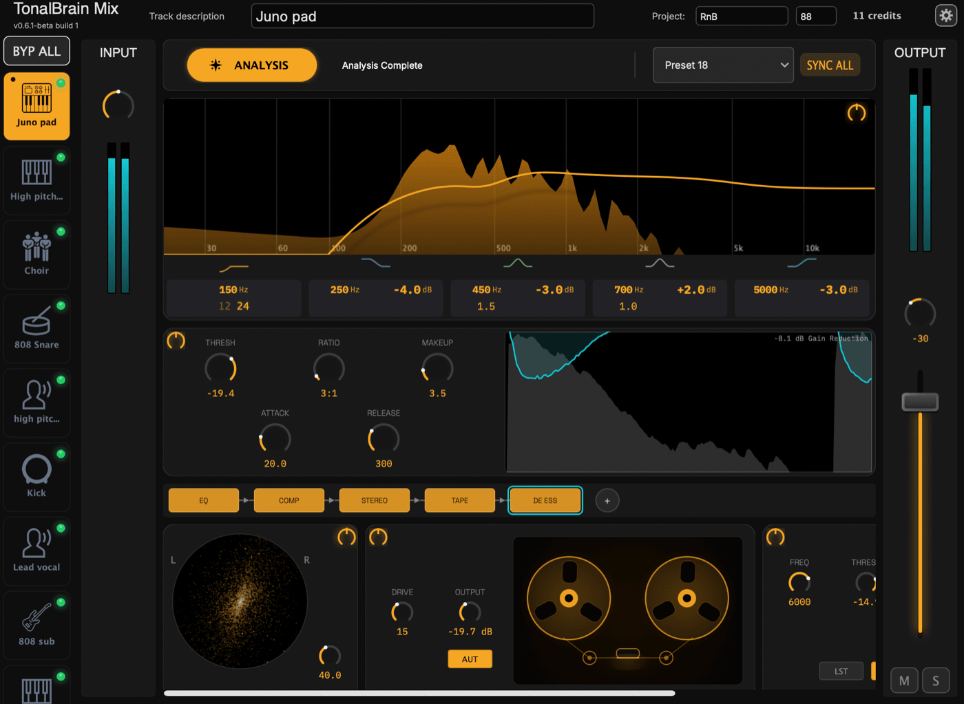 TonalBrain Mix plugin interface