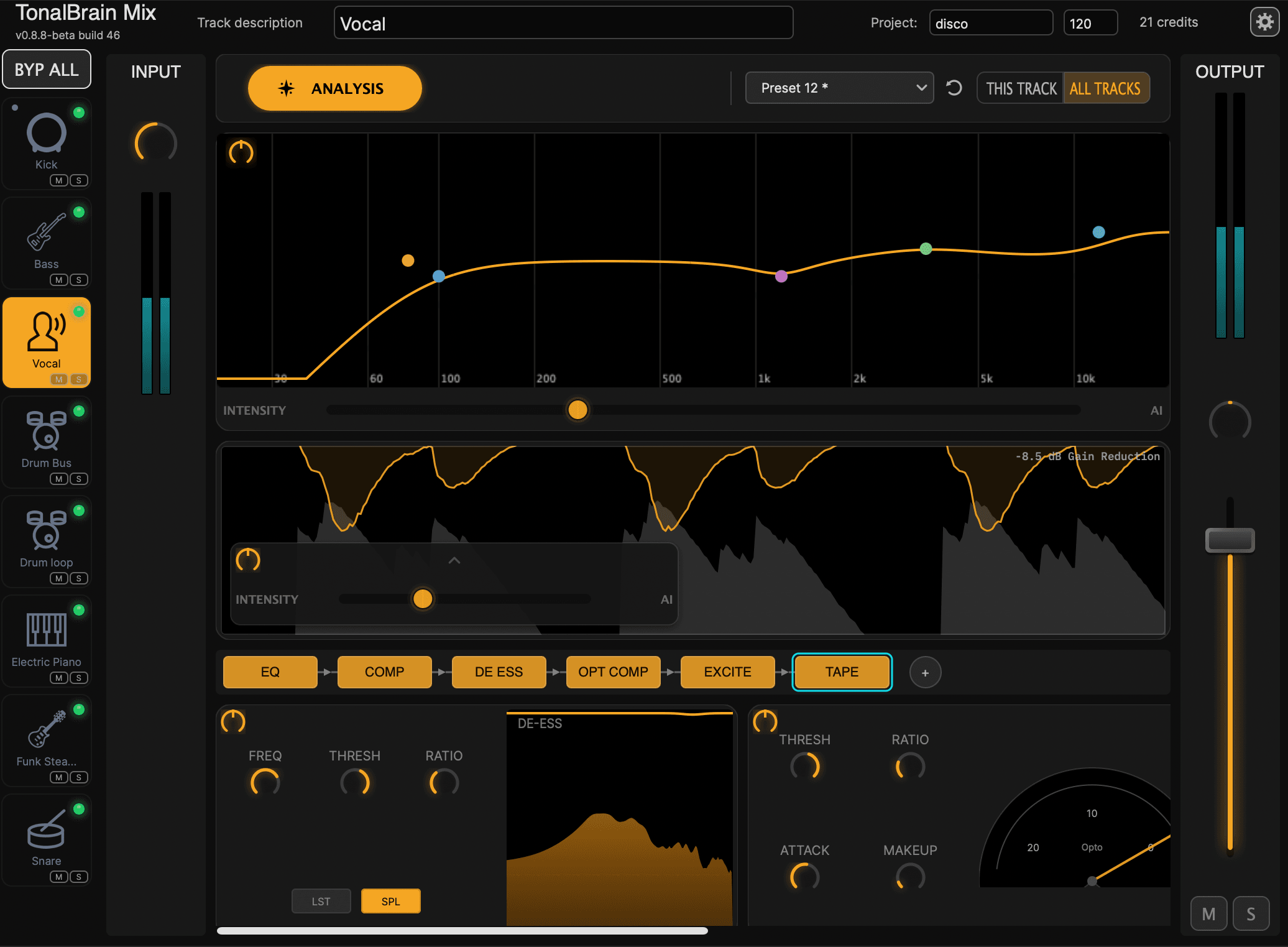 TonalBrain Mix plugin interface
